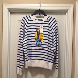 Polo by Ralph Lauren Men's Bear Striped Sweater - Blue and White